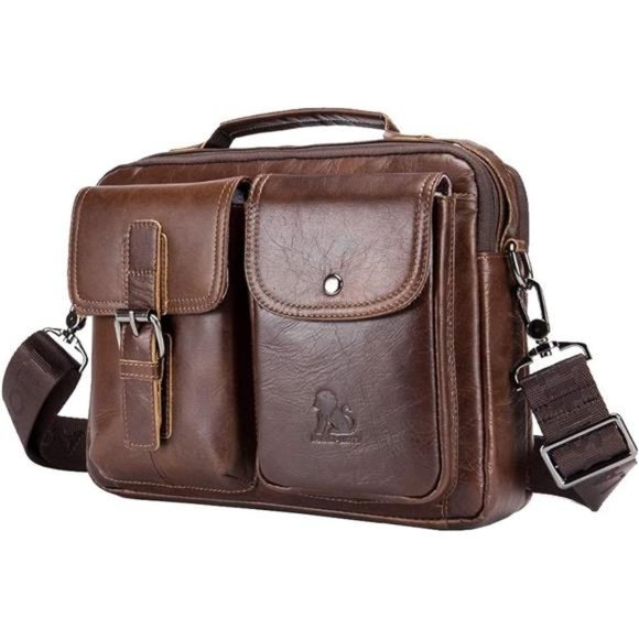 Small Leather Sling Shoulder Bag Messenger Pack 31brown